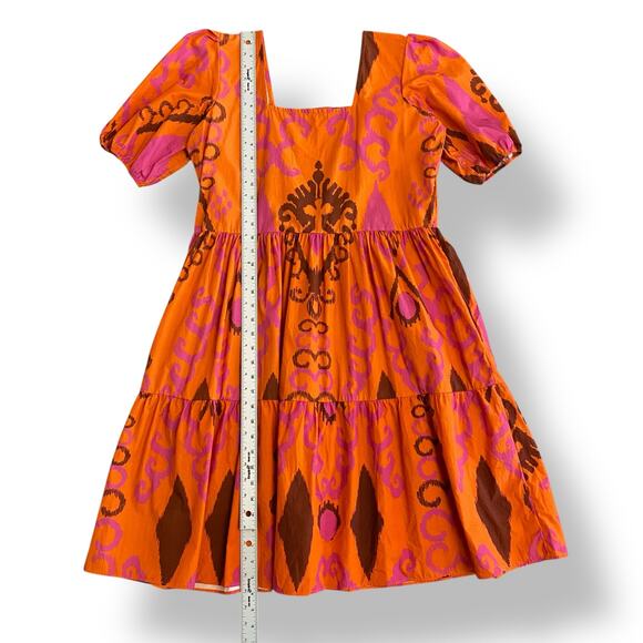 Maude Vivante Red Ruffled Mini Cotton Dress Size Large Boho, Colorful - Picture 4 of 9